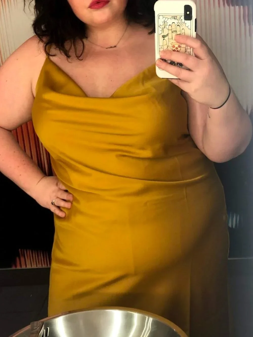 Eloquii x Refinery 29 Golden Yellow Satin Silky Slip Dress Sz 18
